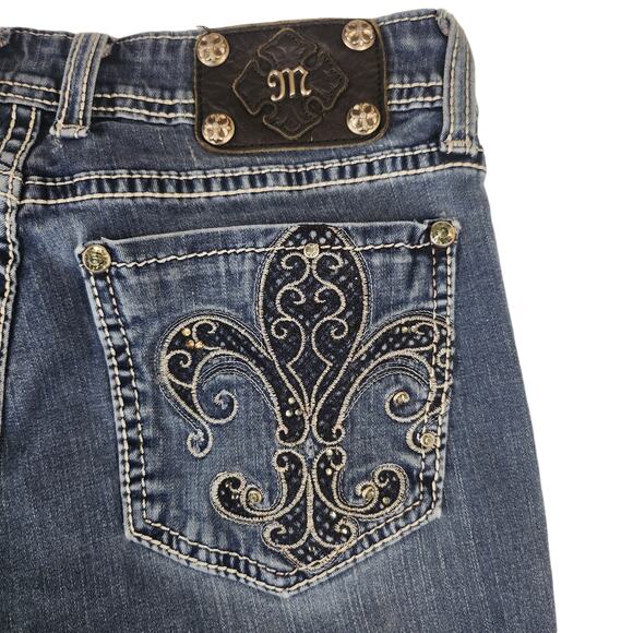Miss Me Jeans 30 Actual is 27 Waist Jegging Skinny Low Rise Rhinestone Bling - Picture 6 of 14
